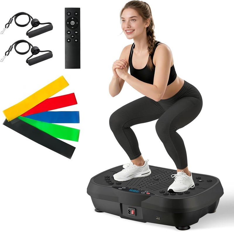 ALSO GO Vibration Plate Exercise Machine, 6 Workout Modes & 120-Level Vibration Platform for Weight Loss/Lymphatic Drainage, 400lbs Capacity Vibration Board with Resistance Bands for Full Body Workout - Image 1